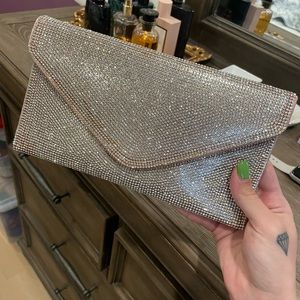 Rose Gold Rhinestone Evening Convertible Clutch/Shoulder Bag or Crossbody